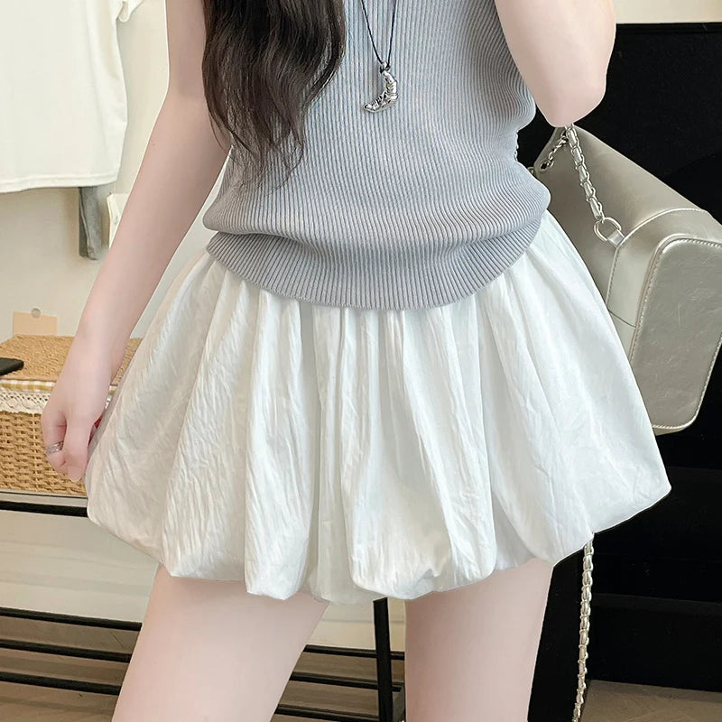 Red Petal Hem Bloom Skirt Women Summer Lightweight High Waist Flattering Fit Anti-Slip Lining Petite A-Line Mini Flowy Skirt